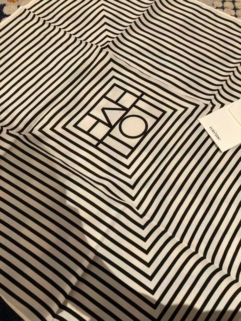 TOTEME Beige Centered Monogram Silk Scarf